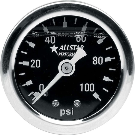 Allstar Performance 1.5 in. Dia. 0-100 PSI Liquid Filled Pressure Gauge ALL80206